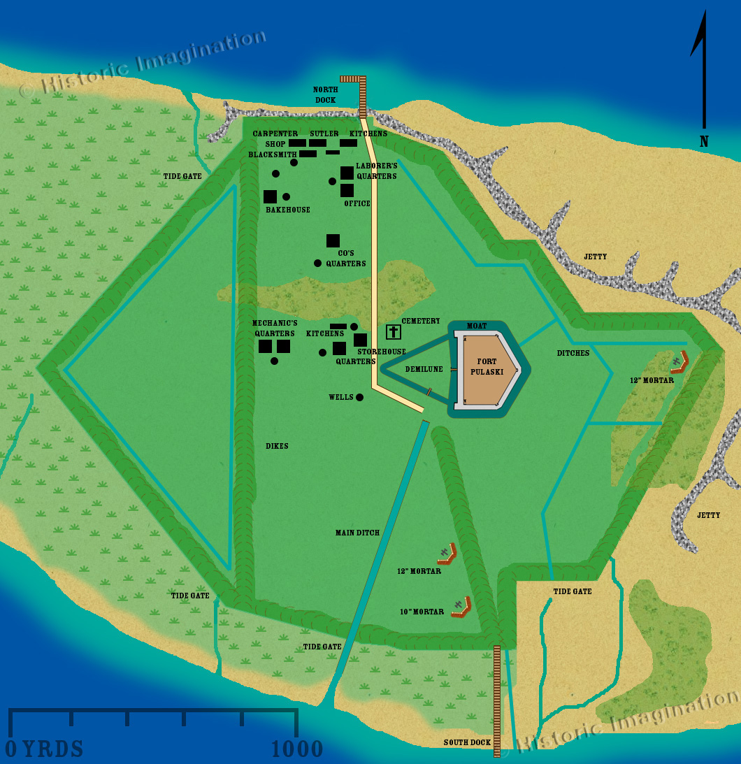 fort pulaski cockspur island map